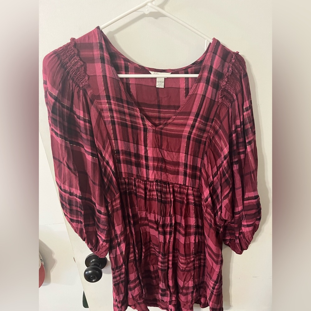 Magenta Plaid Tunic